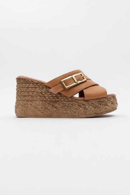 Palmas - Cognac Brown Leather Platform Sandal (Women)