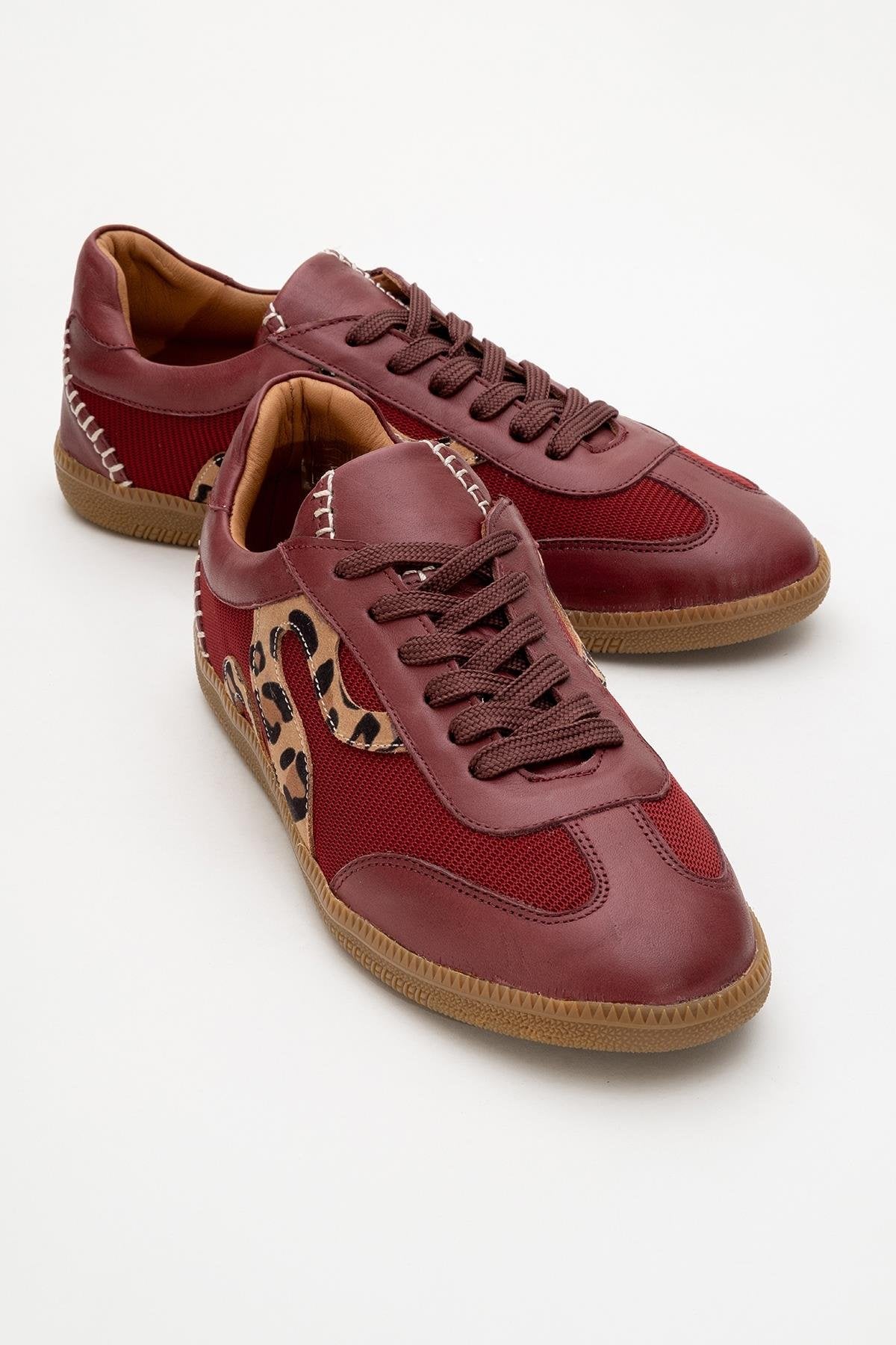 Perry - Burgundy Leather Sneakers (Women)