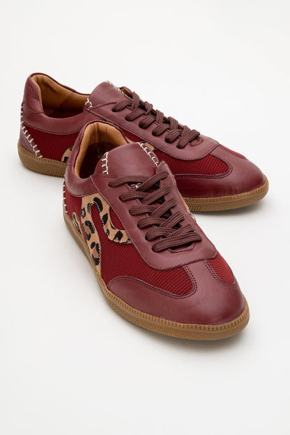Perry - Burgundy Leather Sneakers (Women)