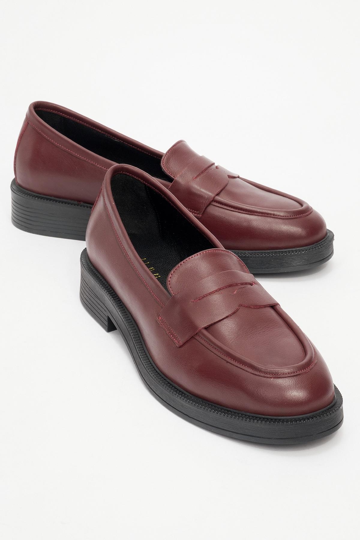 Bree - Burgundy Mate Platform Leather Loafers (Women)