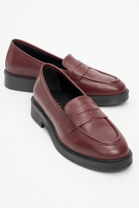 Bree - Burgundy Mate Platform Leather Loafers (Women)