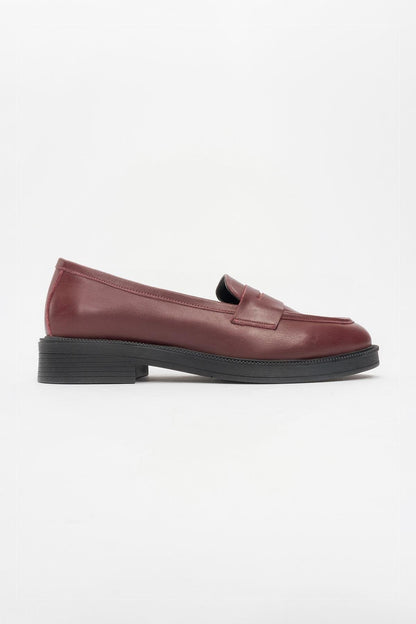 Bree - Burgundy Mate Platform Leather Loafers (Women)