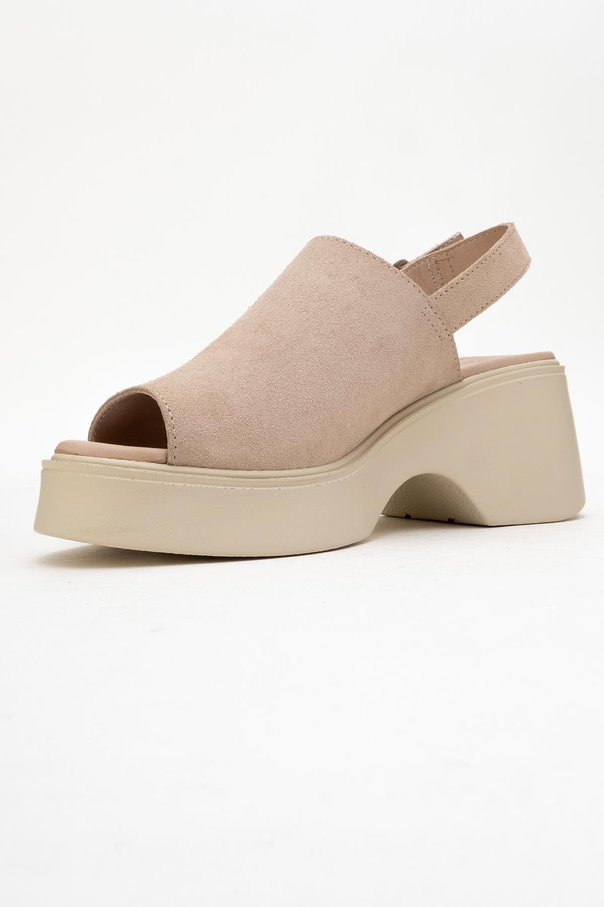 Power - Beige Suede Leather Platform Wedges