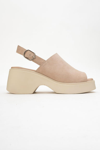 Power - Beige Suede Leather Platform Wedges