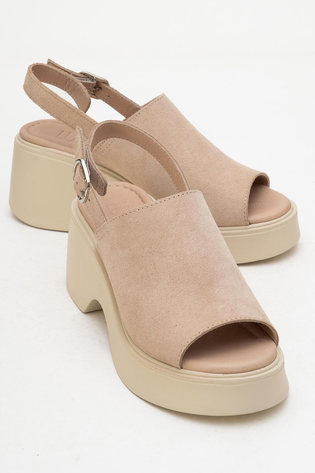 Power - Beige Suede Leather Platform Wedges