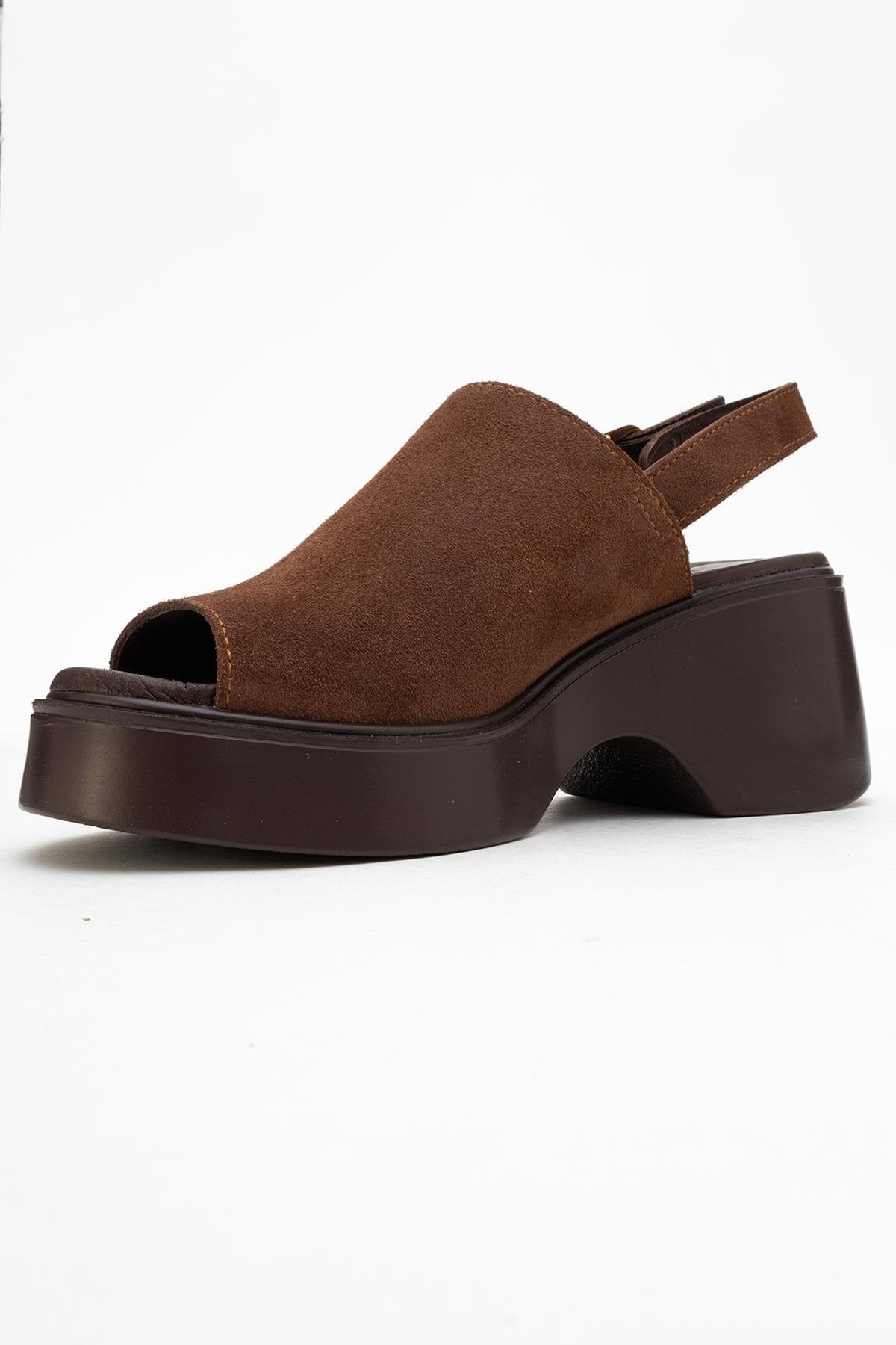Power - Brown Suede Leather Platform Wedges (Women)