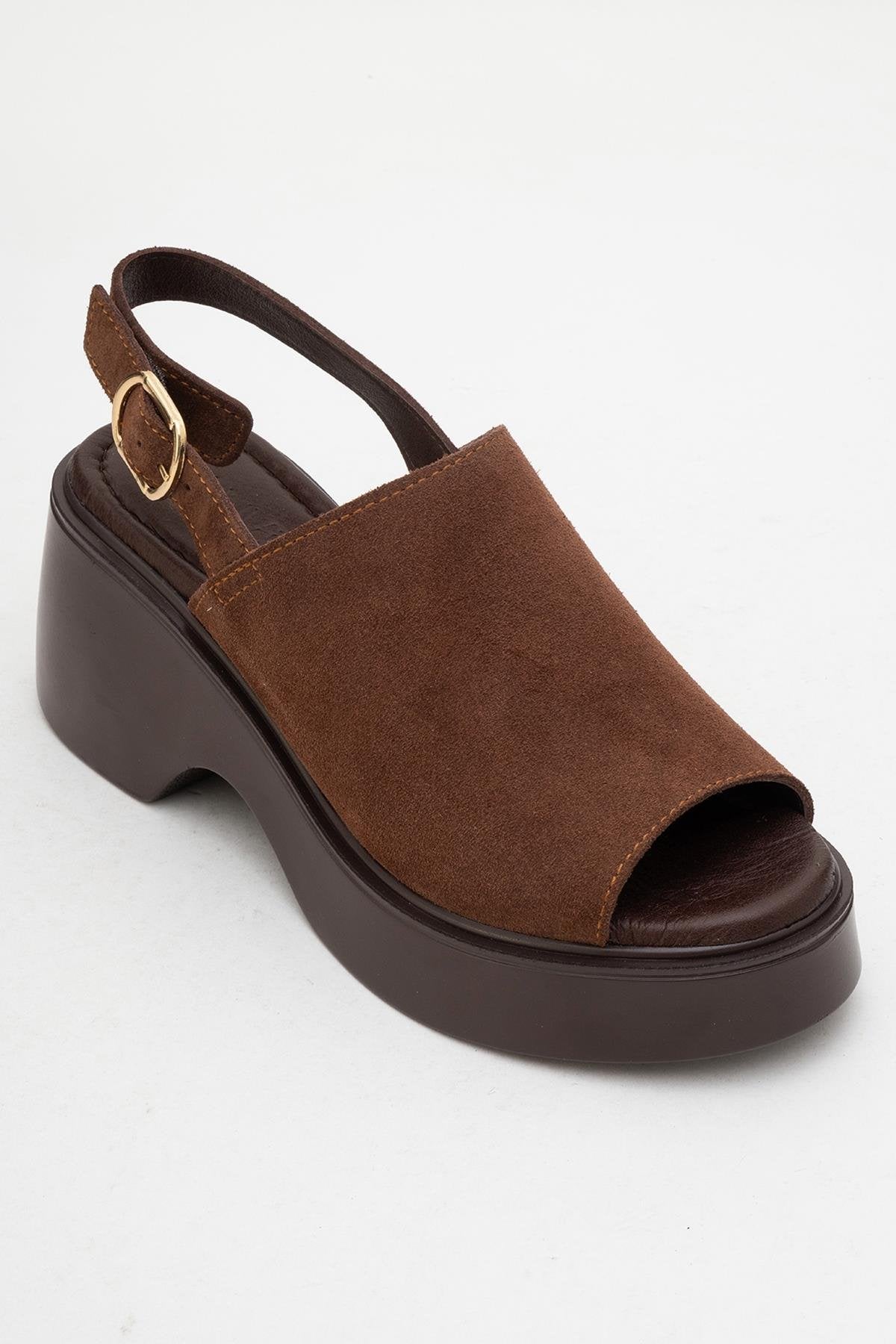 Power - Brown Suede Leather Platform Wedges (Women)