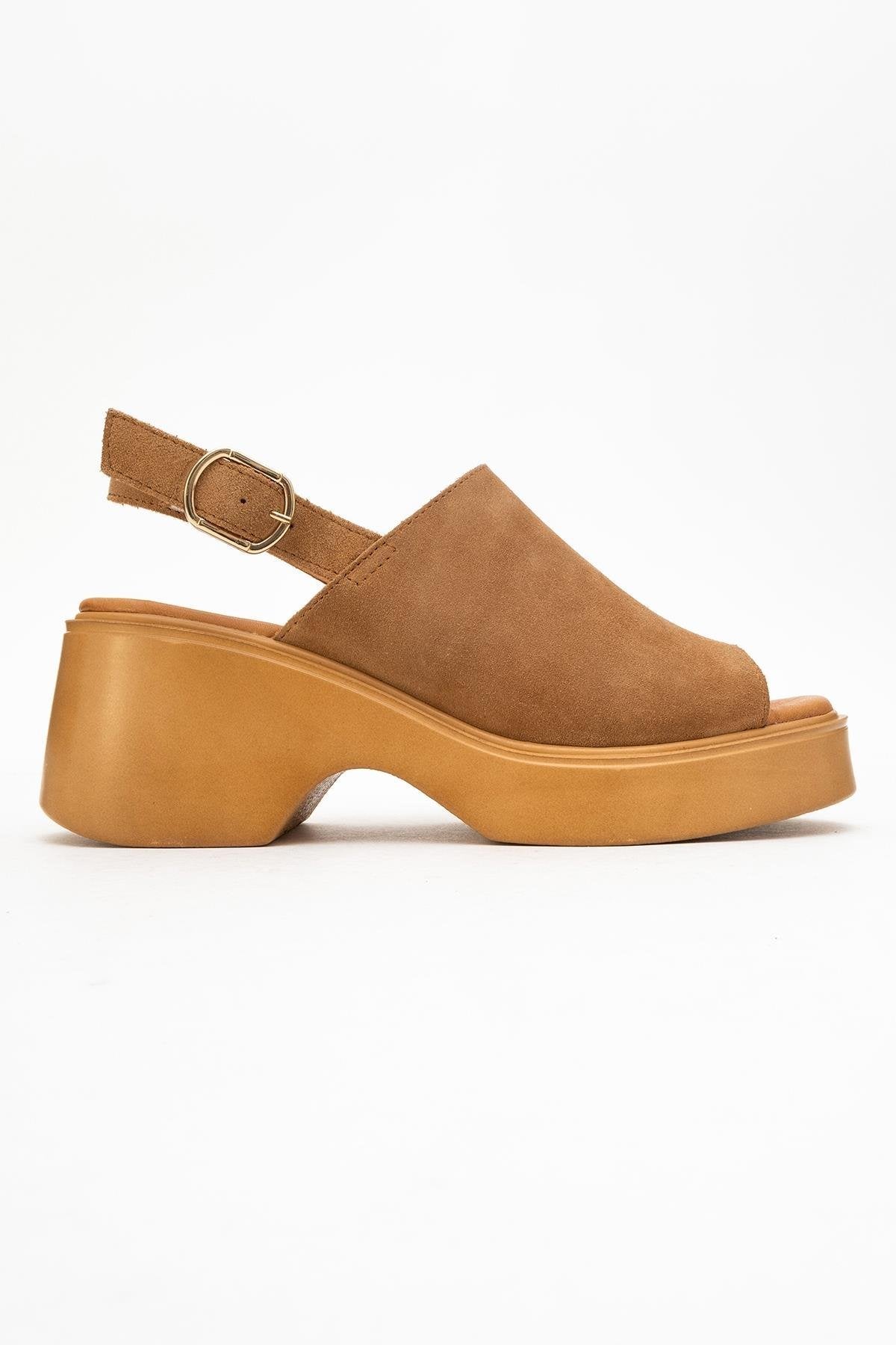 Power - Cognac Suede Leather Platform Wedges (Women)
