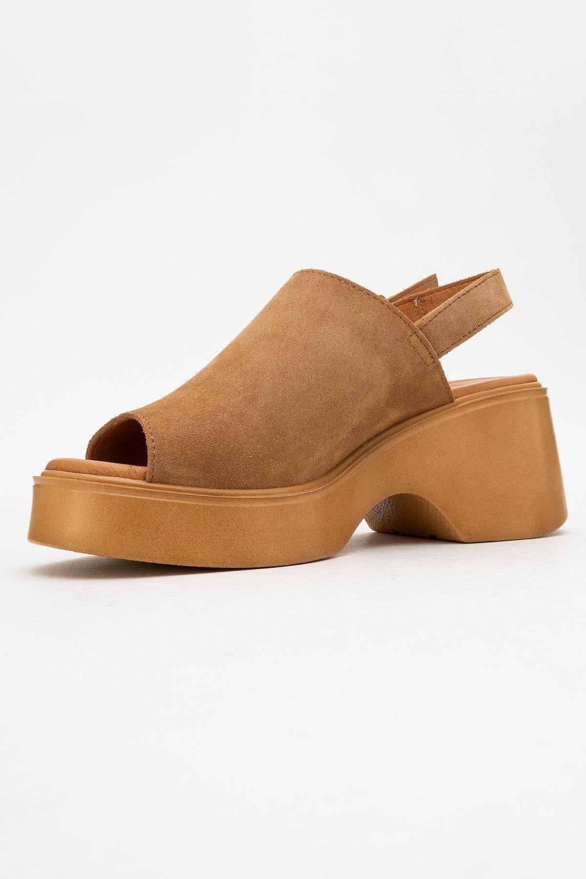 Power - Cognac Suede Leather Platform Wedges (Women)