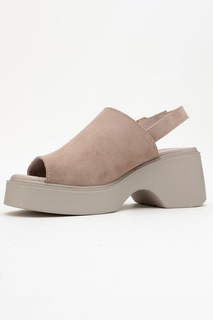 Power - Dark Beige Suede Leather Platform Wedges