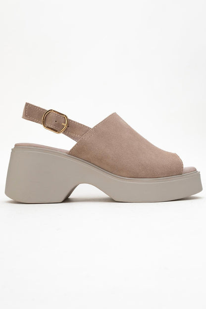 Power - Dark Beige Suede Leather Platform Wedges