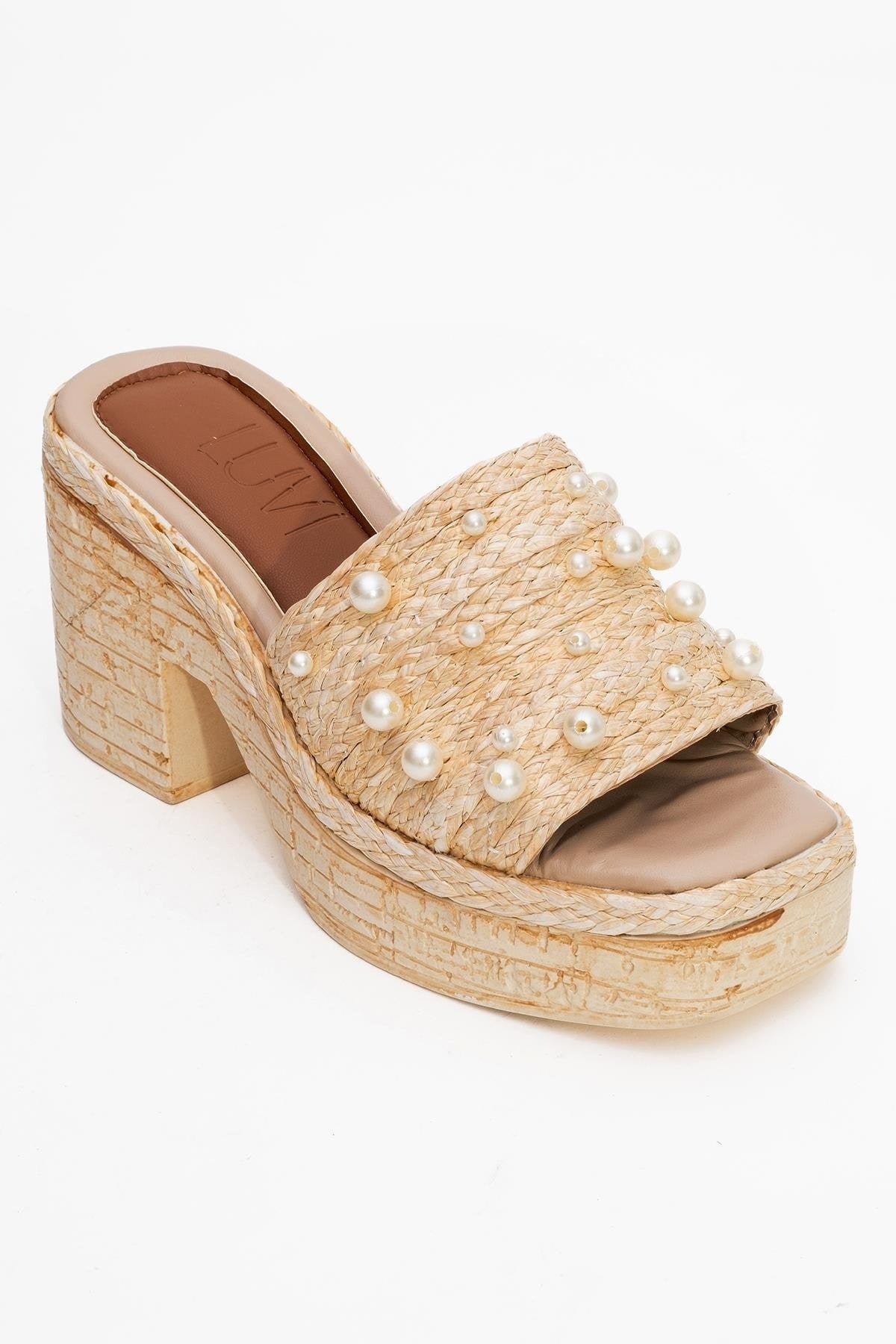 RAYNE Beige Pearl Platform Mules (Women)