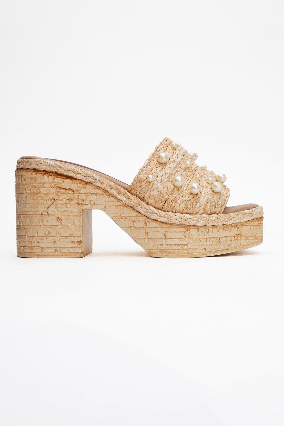RAYNE Beige Pearl Platform Mules (Women)