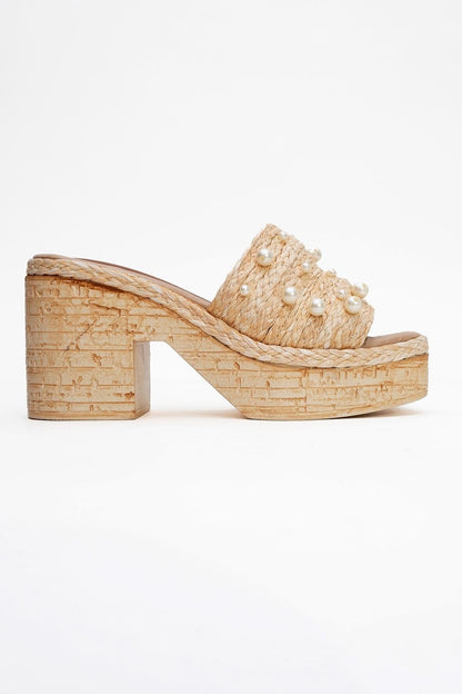 RAYNE Beige Pearl Platform Mules (Women)