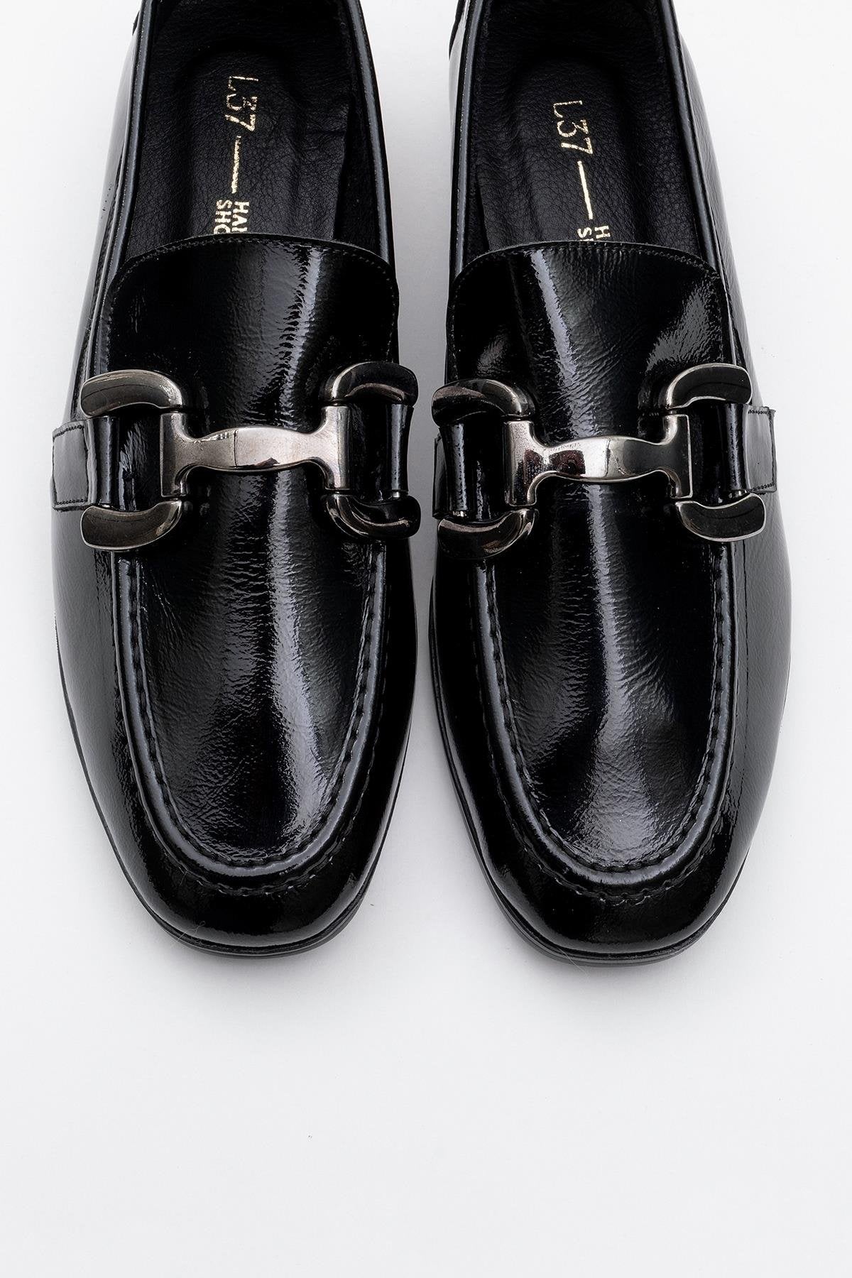 Rous - Black Patent Leather Bit Loafers (Women)