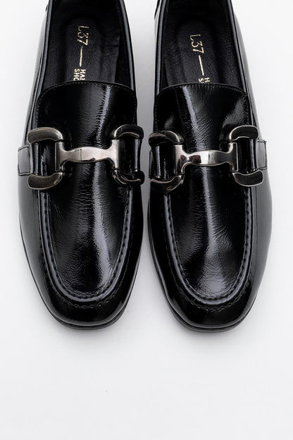 Rous - Black Patent Leather Bit Loafers (Women)