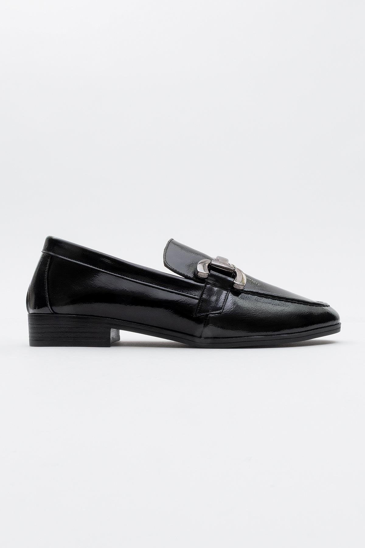 Rous - Black Patent Leather Bit Loafers (Women)