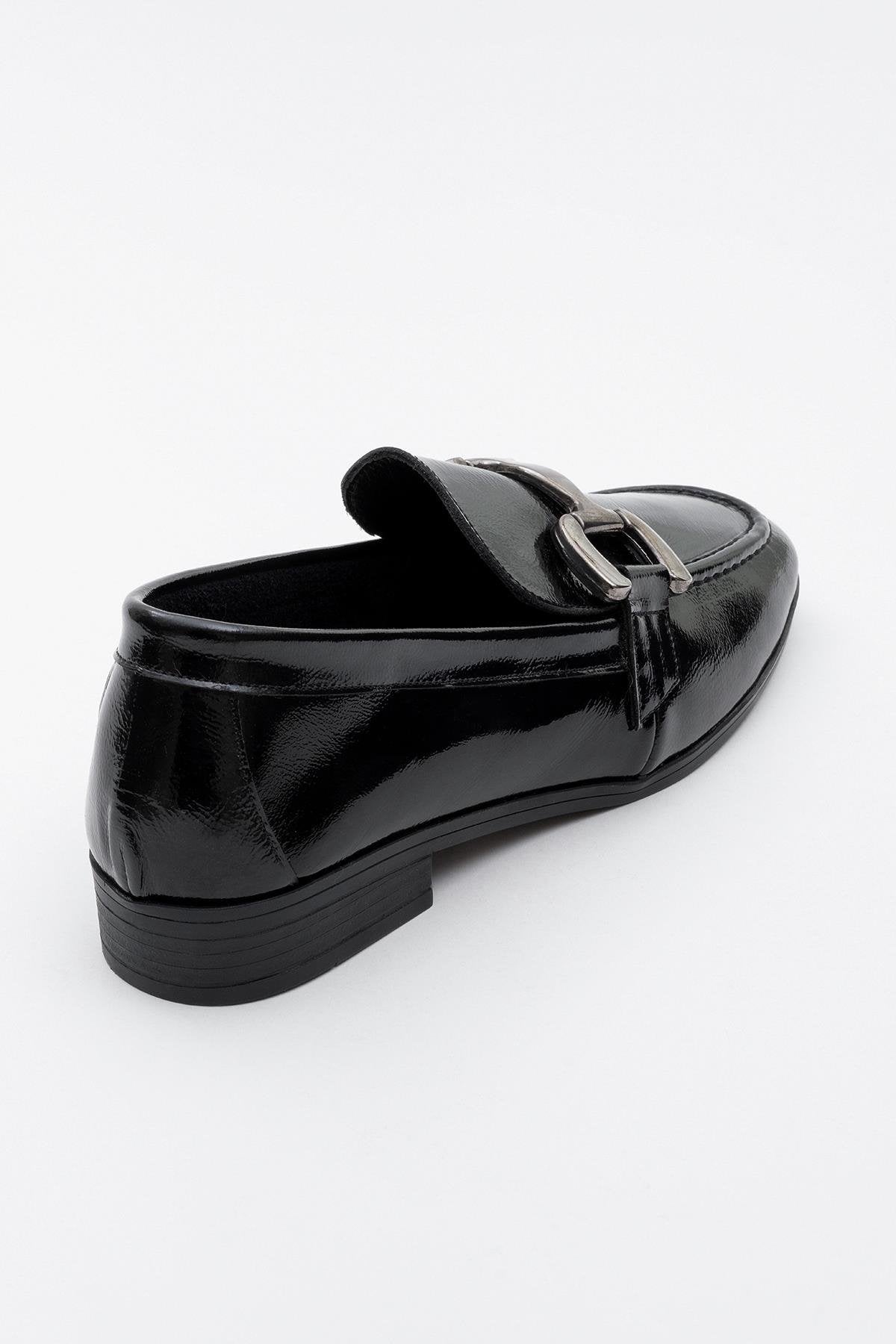 Rous - Black Patent Leather Bit Loafers (Women)