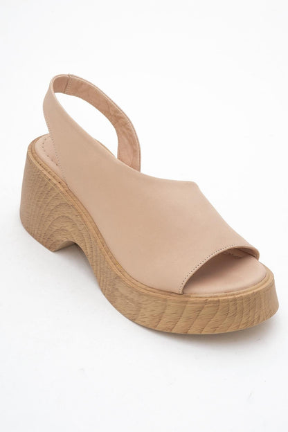 ROY Dark Beige Leather Wedge Sandal (Women)