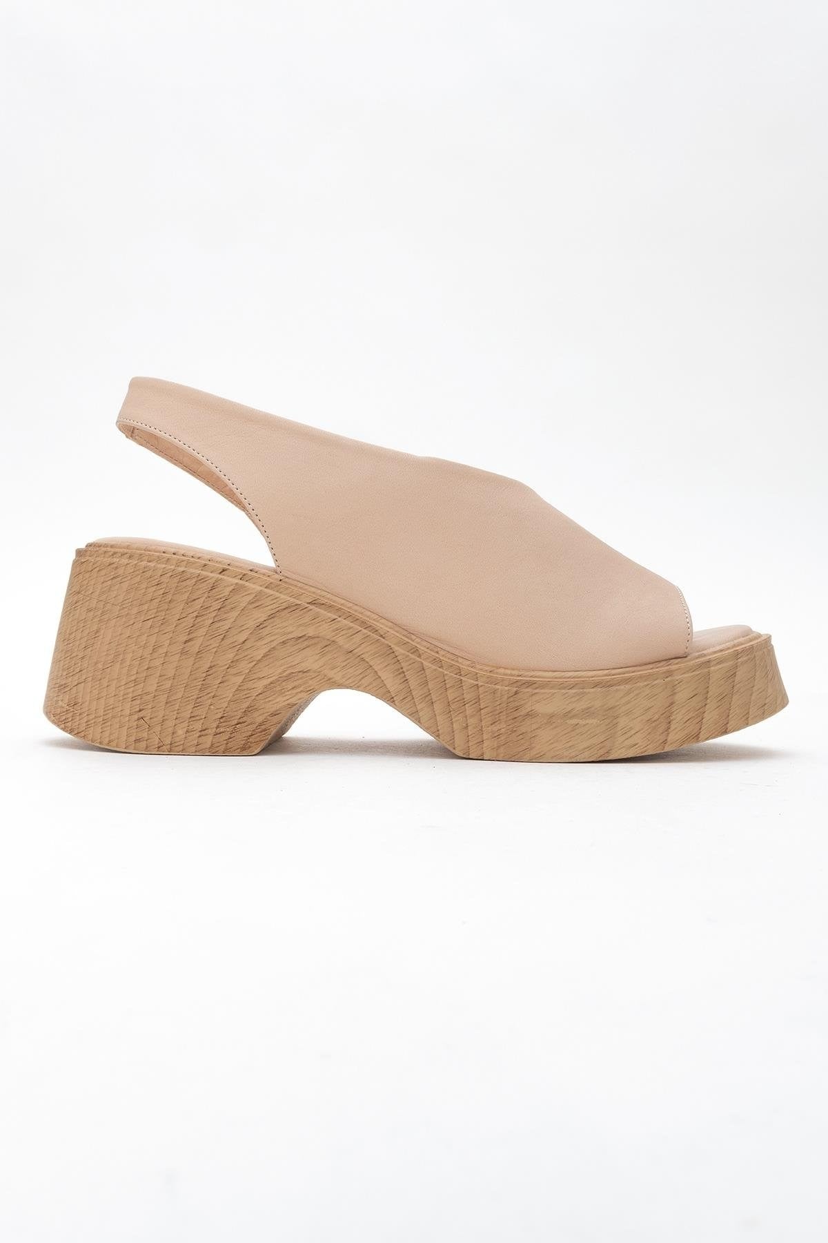 ROY Dark Beige Leather Wedge Sandal (Women)