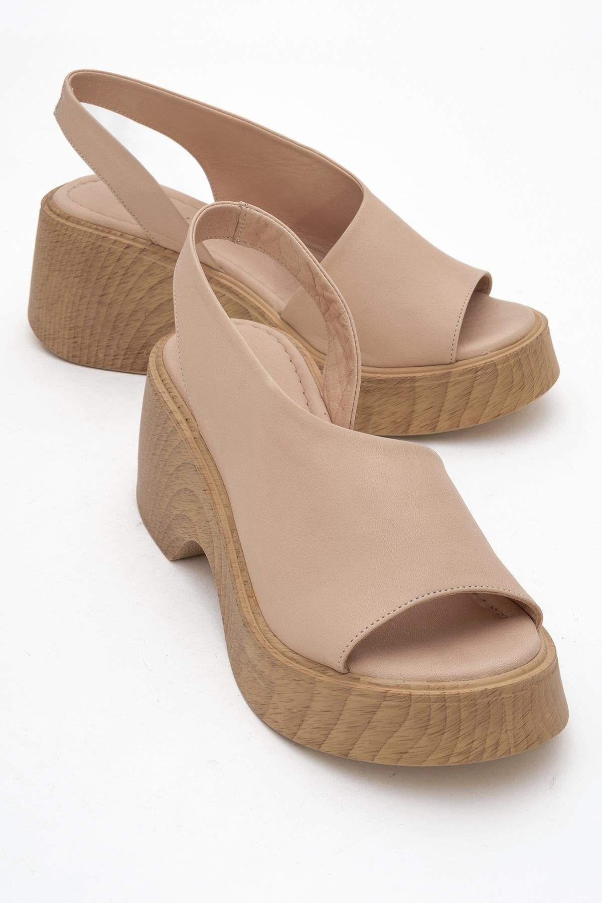 ROY Dark Beige Leather Wedge Sandal (Women)