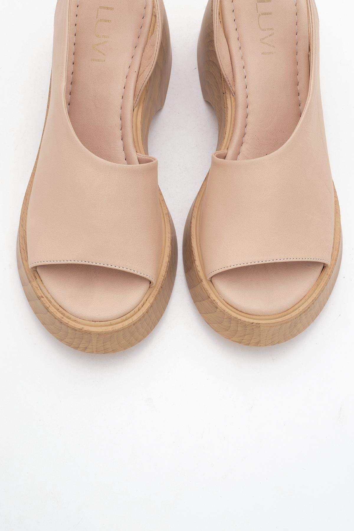 ROY Dark Beige Leather Wedge Sandal (Women)