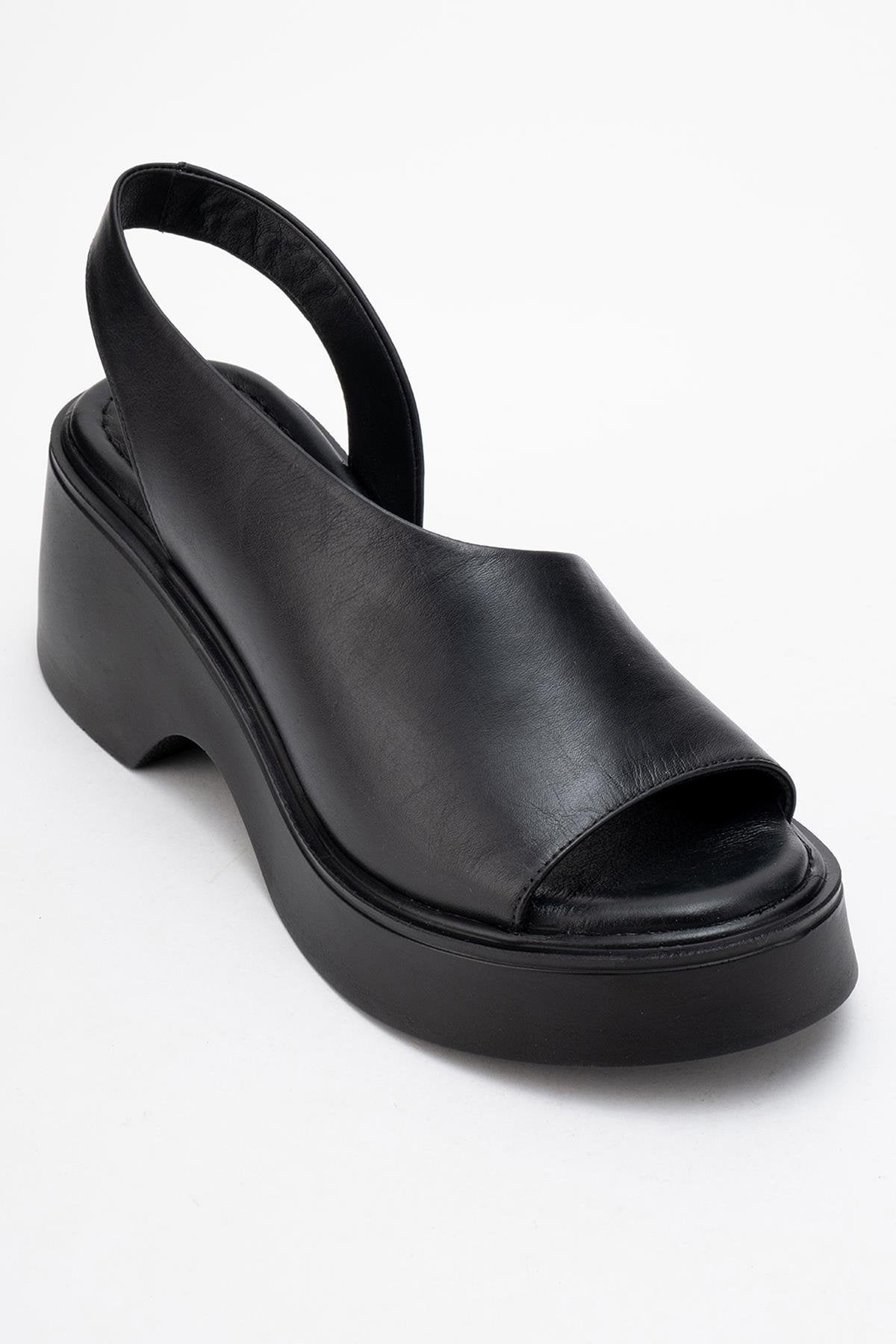ROY - Black Leather Wedge Sandal (Women)
