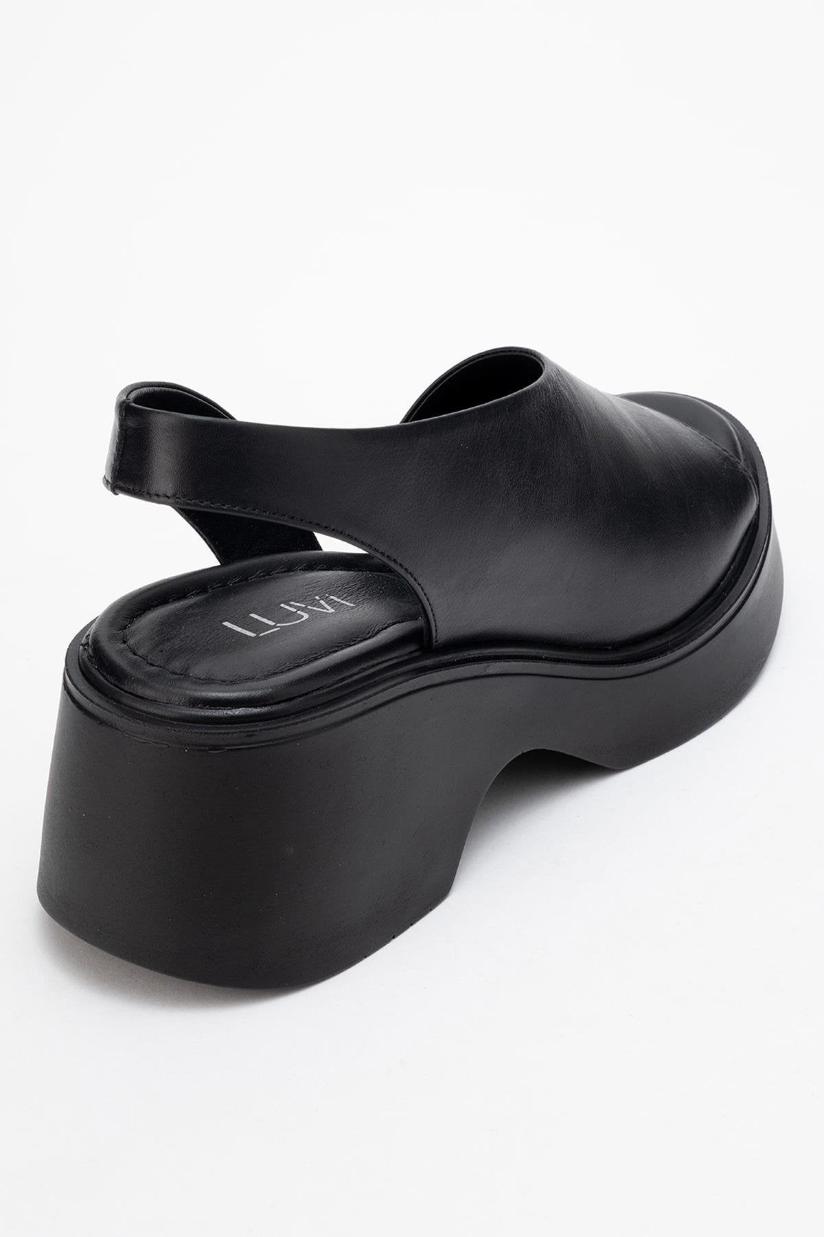 ROY - Black Leather Wedge Sandal (Women)