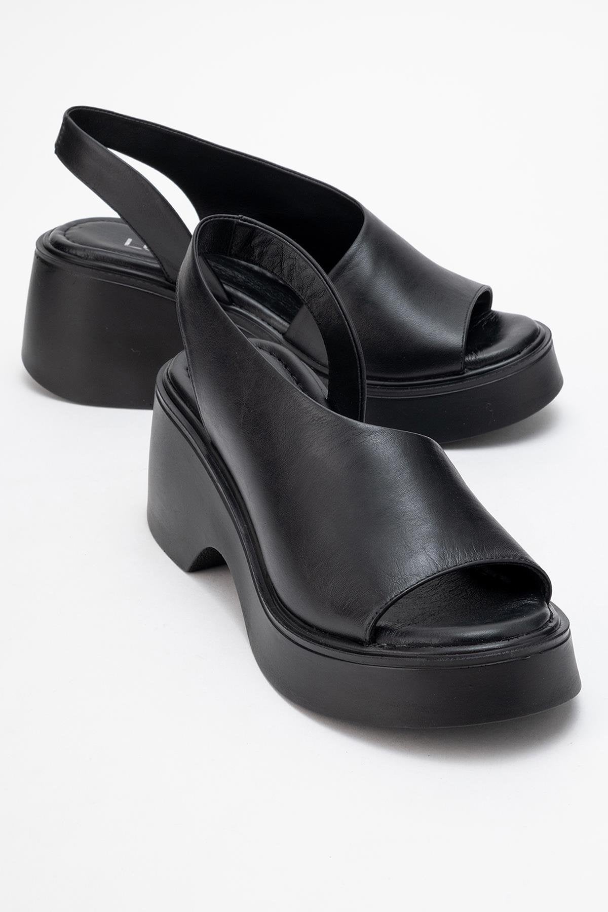 ROY - Black Leather Wedge Sandal (Women)