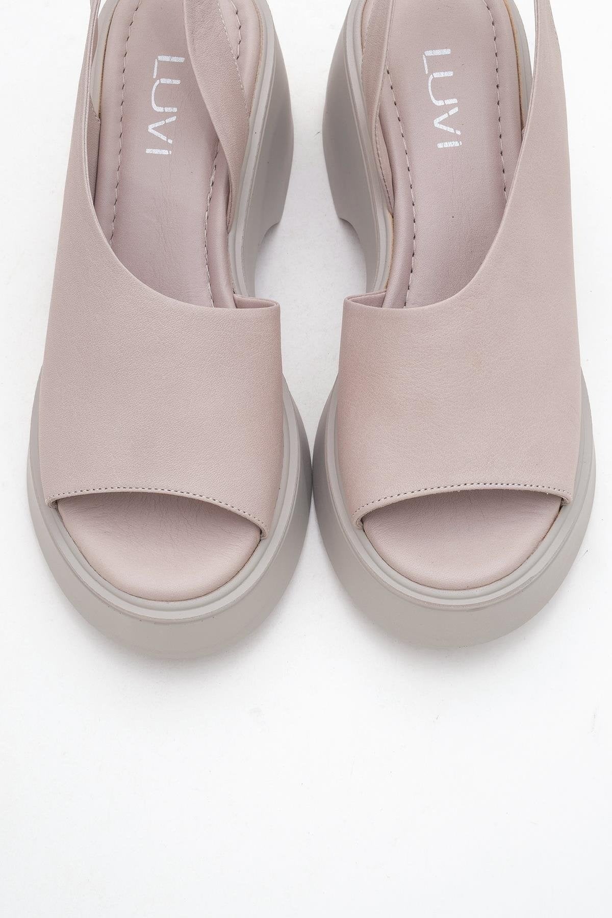 ROY Light Pink Leather Wedge Sandal (Women)