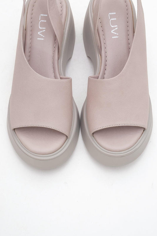 ROY Light Pink Leather Wedge Sandal (Women)