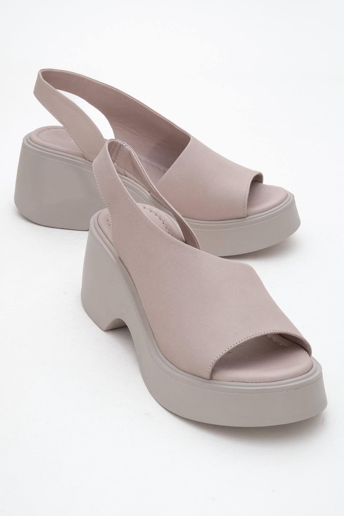 ROY Light Pink Leather Wedge Sandal (Women)