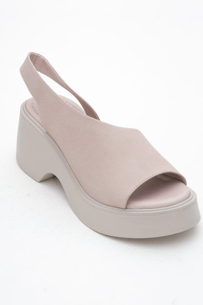 ROY Light Pink Leather Wedge Sandal (Women)