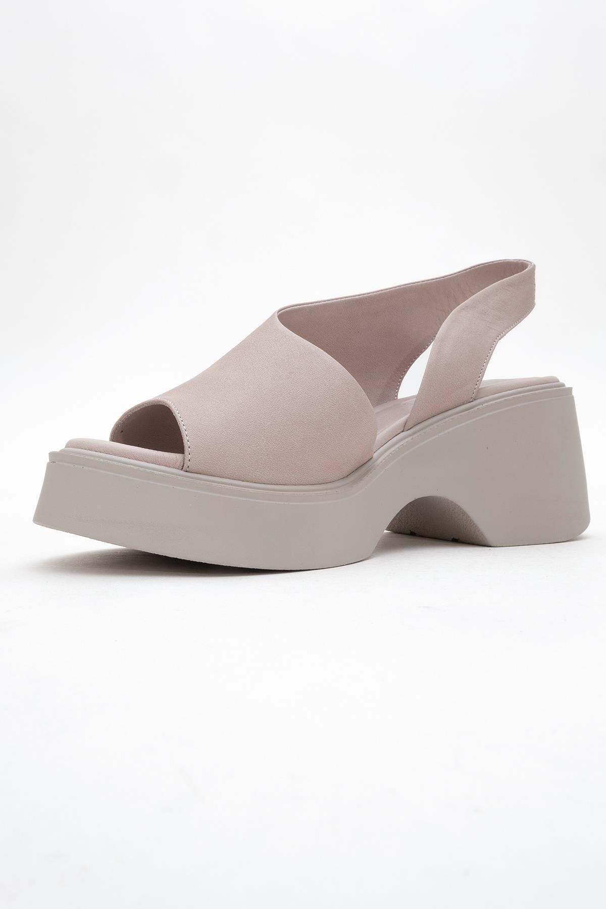ROY Light Pink Leather Wedge Sandal (Women)