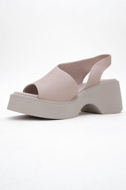 ROY Light Pink Leather Wedge Sandal (Women)