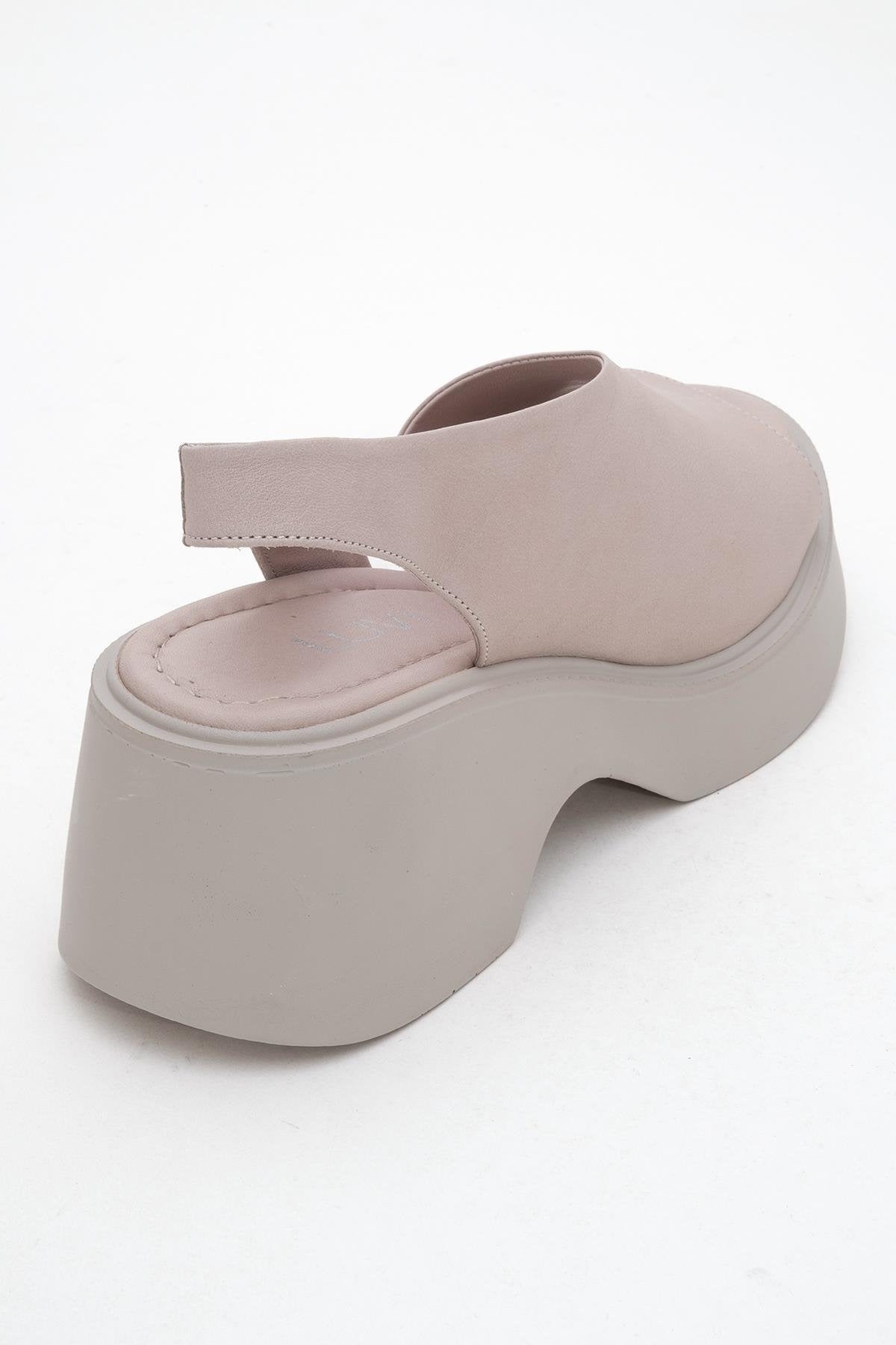 ROY Light Pink Leather Wedge Sandal (Women)