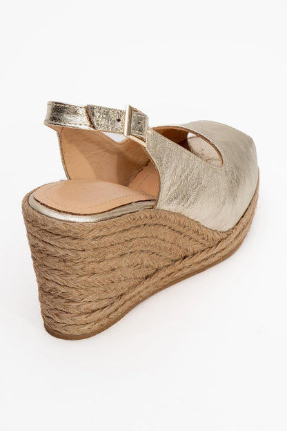 Ryan - Gold Leather Espadrilles (Women)