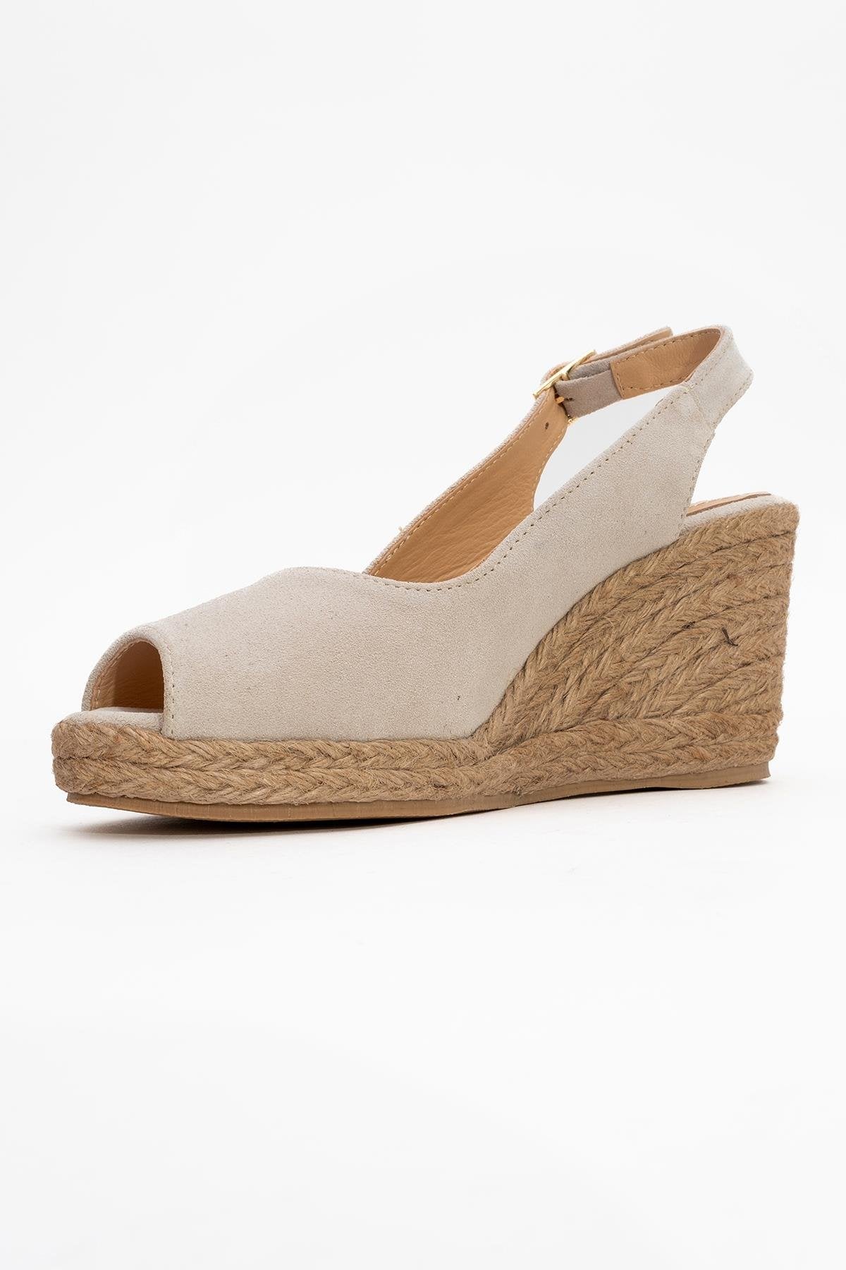 Ryan - Beige Suede Leather Espadrilles (Women)