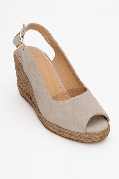 Ryan - Beige Suede Leather Espadrilles (Women)