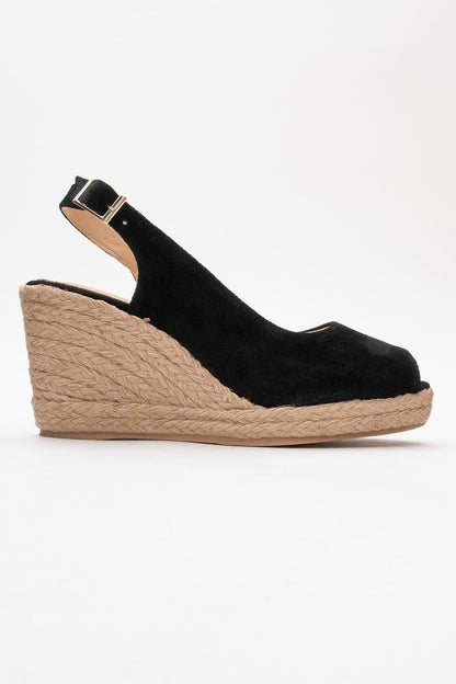 Ryan - Black Suede Leather Espadrilles (Women)