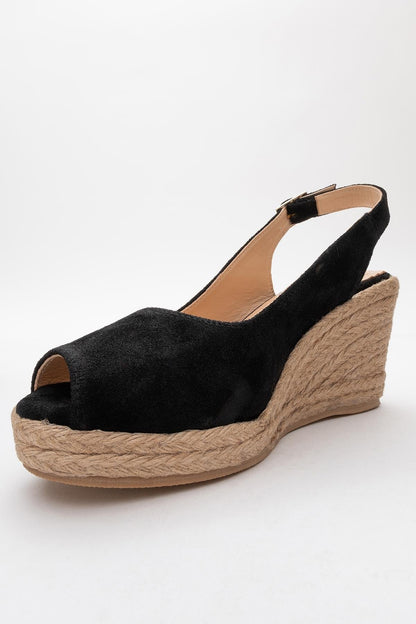 Ryan - Black Suede Leather Espadrilles (Women)