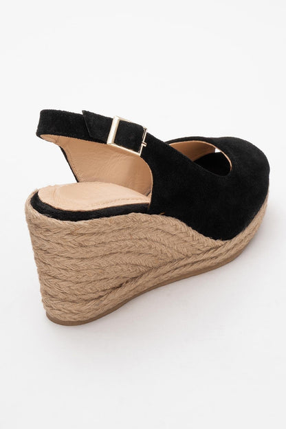 Ryan - Black Suede Leather Espadrilles (Women)