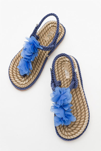 SANTRA Navy Lace-Up Thong Sandals (Women)
