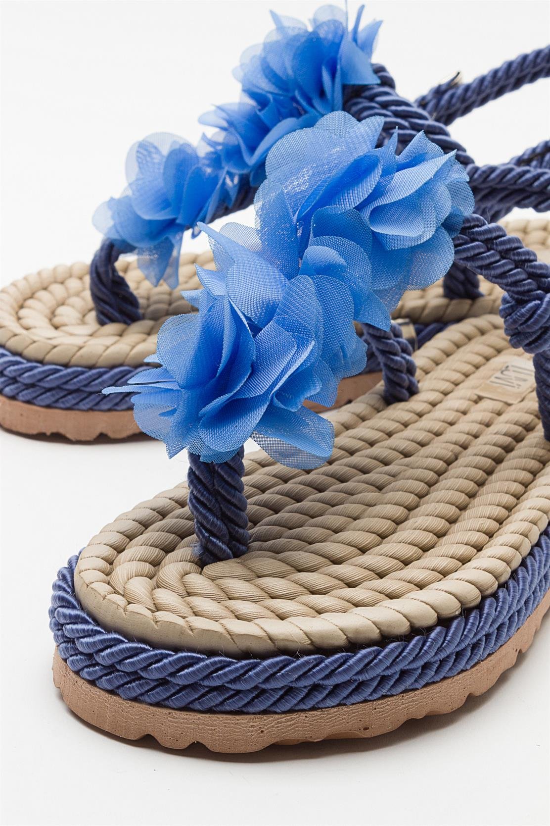 SANTRA Navy Lace-Up Thong Sandals (Women)