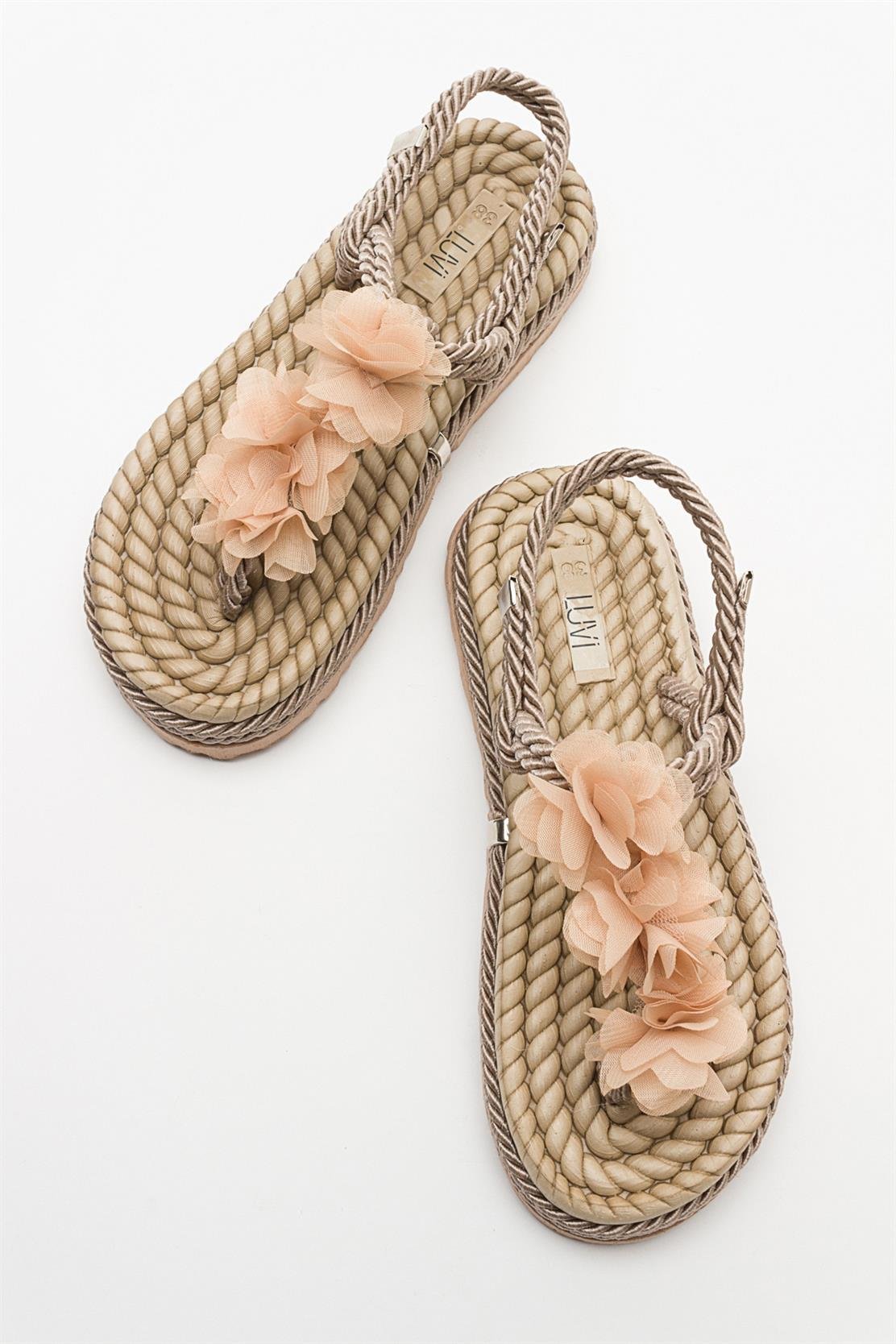 SANTRA Dark Beige Lace-Up Thong Sandals (Women)