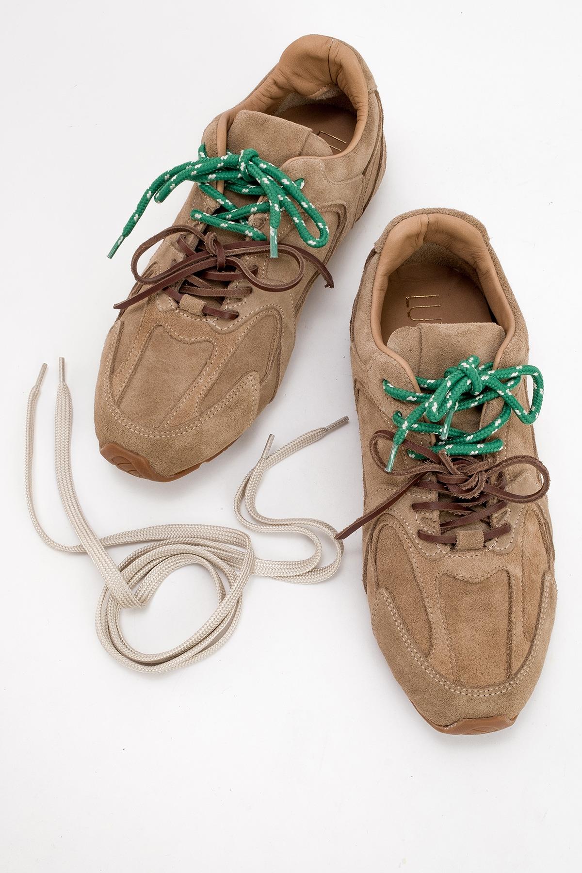 Selena - Dark Beige Suede Leather Sneakers (Women)