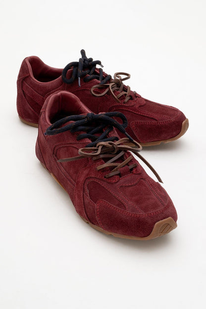 Selena - Burdungy Suede Leather Sneakers (Women)