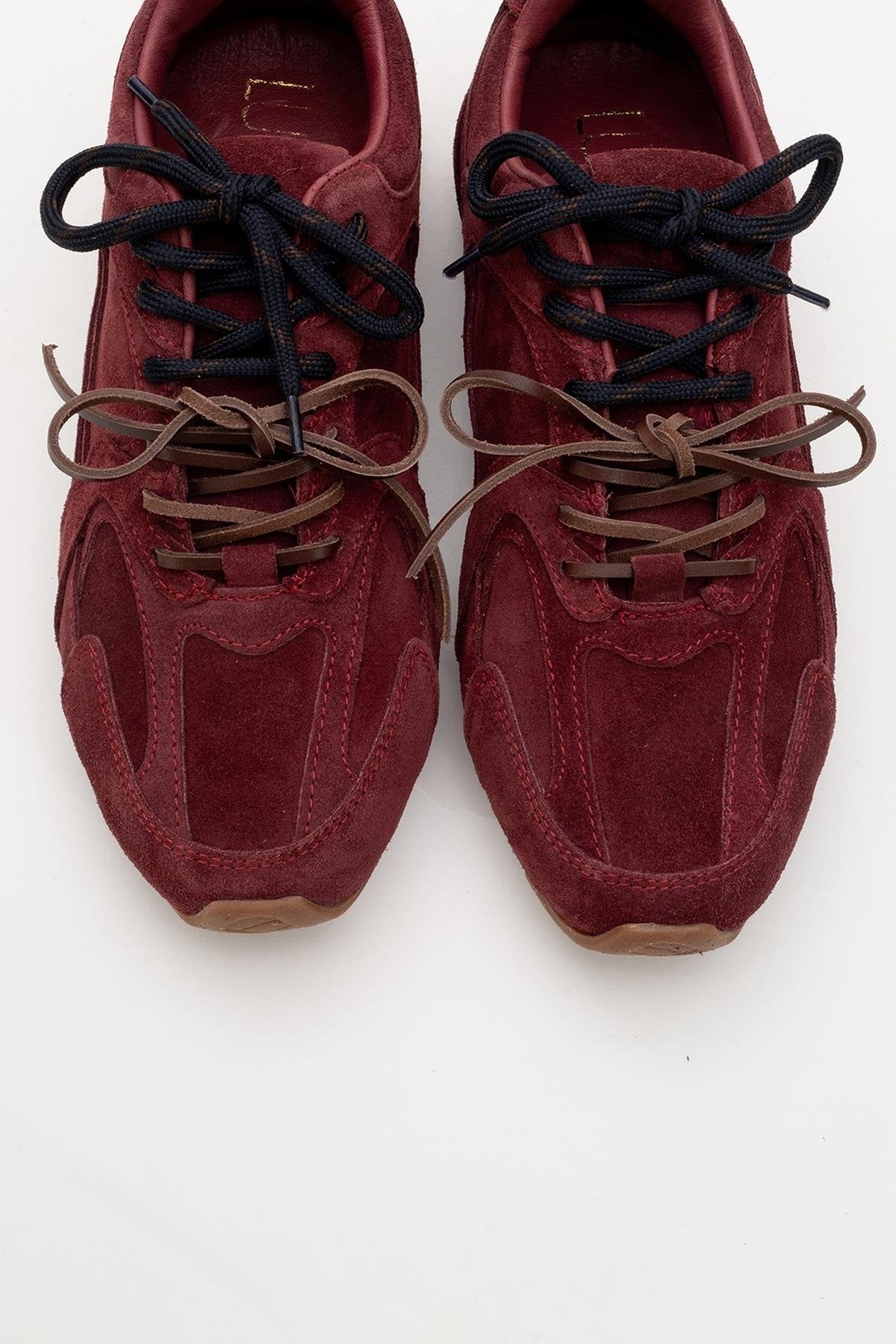 Selena - Burdungy Suede Leather Sneakers (Women)