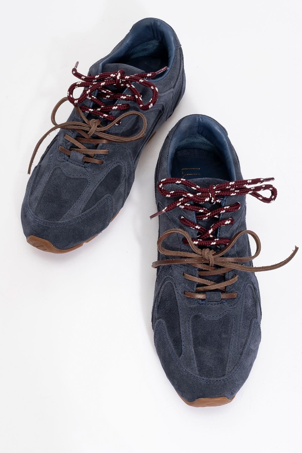 Selena - Navy Blue Suede Leather Sneakers (Women)