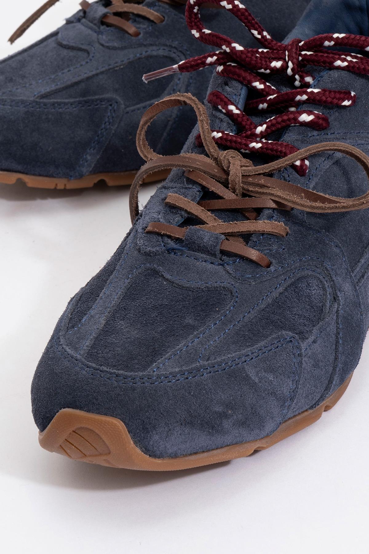 Selena - Navy Blue Suede Leather Sneakers (Women)